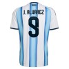 Fodboldsæt Argentina J. Alvarez 9 Hjemmebanetrøje VM 2026 TIL Børn