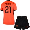 Fodboldsæt Holland Frenkie de Jong 21 Hjemmebanetrøje VM 2026 TIL Børn