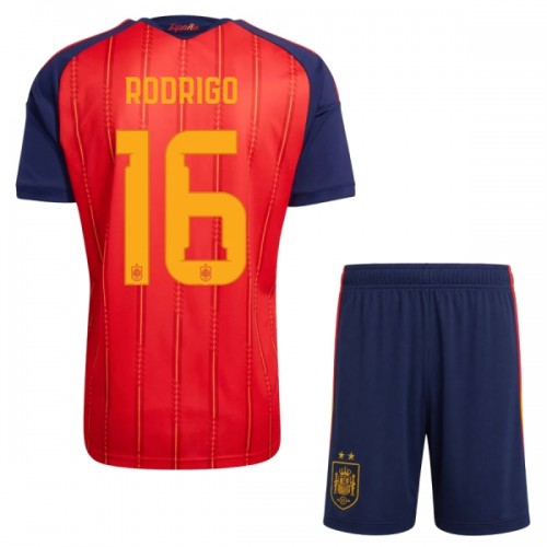 Fodboldsæt Spanien 2 Stars Rodrigo 16 Hjemmebanetrøje VM 2026 TIL Børn Fodboldsæt Spanien 2 Stars Rodrigo 16 Hjemmebanetrøje VM 2026 TIL Børn
