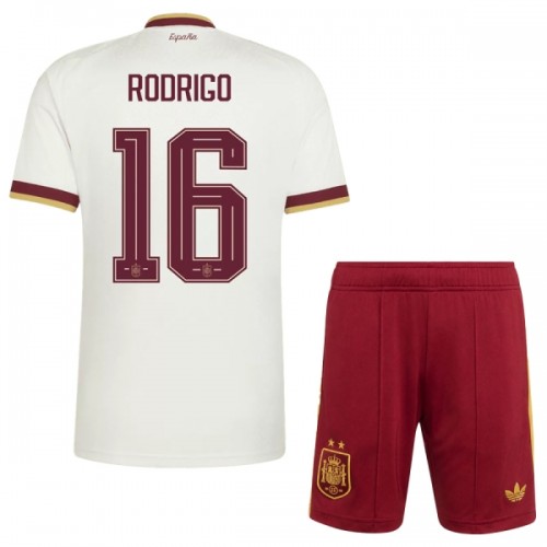 Fodboldsæt Spanien 2 Stars Rodrigo 16 Udebanetrøje VM 2026 TIL Børn Fodboldsæt Spanien 2 Stars Rodrigo 16 Udebanetrøje VM 2026 TIL Børn