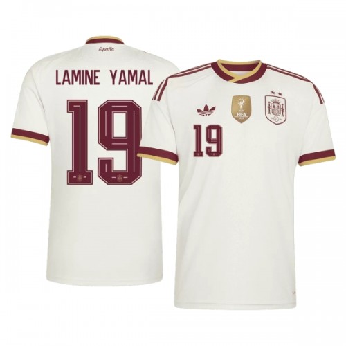 Fodboldtøj Spanien 2 Stars Lamine Yamal 19 Udebanetrøje VM 2026 Fodboldtøj Spanien 2 Stars Lamine Yamal 19 Udebanetrøje VM 2026