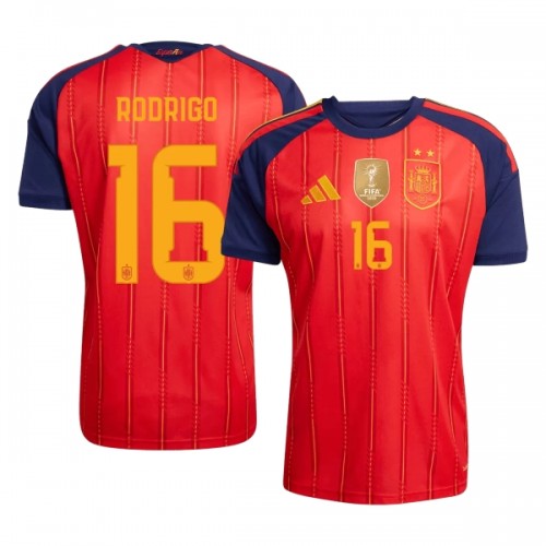 Fodboldtøj Spanien 2 Stars Rodrigo 16 Hjemmebanetrøje VM 2026 Fodboldtøj Spanien 2 Stars Rodrigo 16 Hjemmebanetrøje VM 2026