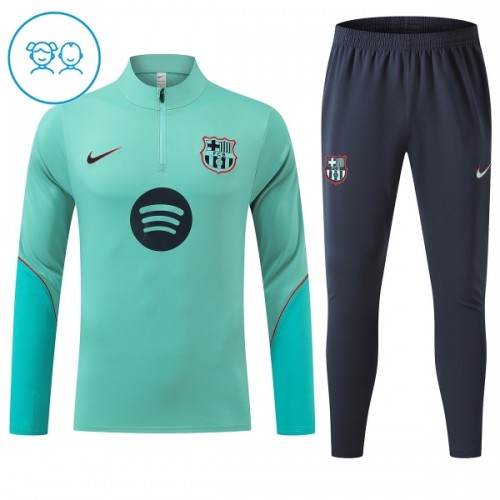 Barcelona Trænings Sweatshirt 2026-27 Kvart-Zip Grøn TIL Børn Barcelona Trænings Sweatshirt 2026-27 Kvart-Zip Grøn TIL Børn