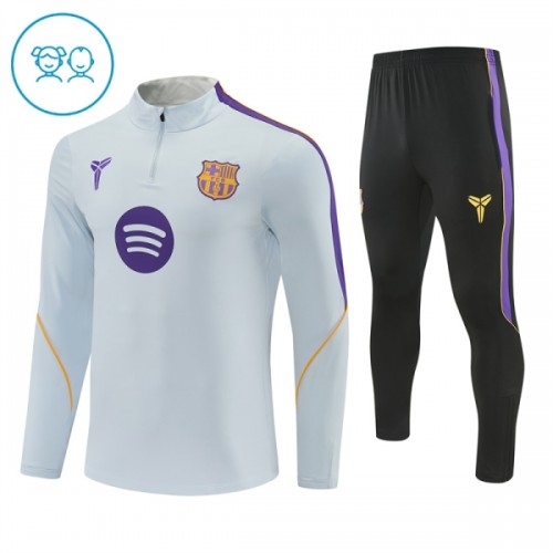 Barcelona Trænings Sweatshirt 2026-27 Kvart-Zip Hvid TIL Børn Barcelona Trænings Sweatshirt 2026-27 Kvart-Zip Hvid TIL Børn