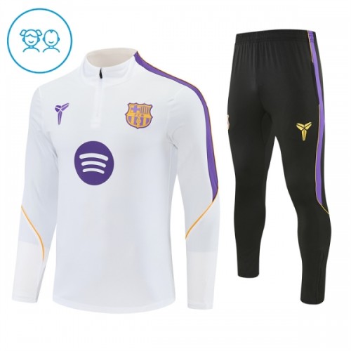 Barcelona Trænings Sweatshirt 2026-27 Kvart-Zip Hvid TIL Børn Barcelona Trænings Sweatshirt 2026-27 Kvart-Zip Hvid TIL Børn