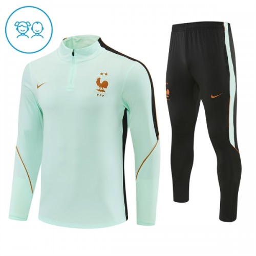 Frankrig Trænings Sweatshirt 2026-27 Kvart-Zip Hvid TIL Børn Frankrig Trænings Sweatshirt 2026-27 Kvart-Zip Hvid TIL Børn
