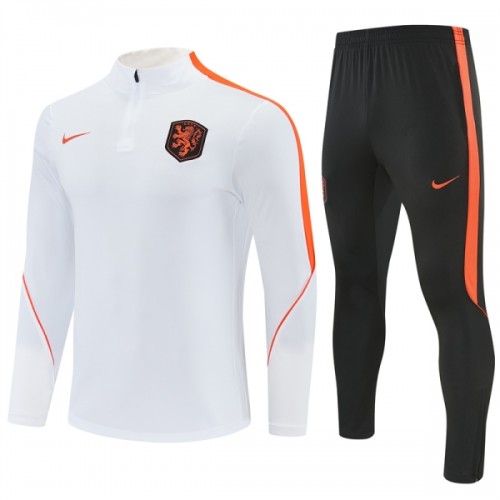 Holland Trænings Sweatshirt 2026-27 Kvart-Zip Hvid Holland Trænings Sweatshirt 2026-27 Kvart-Zip Hvid