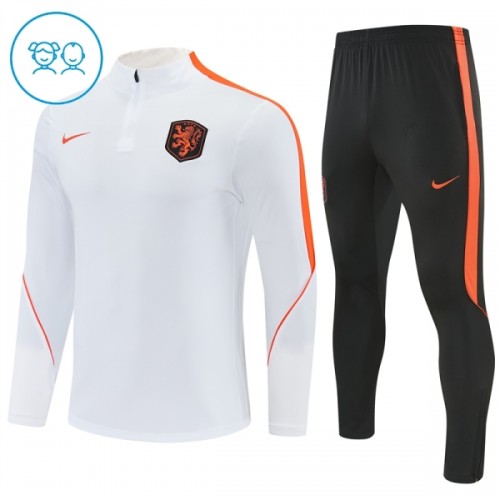 Holland Trænings Sweatshirt 2026-27 Kvart-Zip Hvid TIL Børn Holland Trænings Sweatshirt 2026-27 Kvart-Zip Hvid TIL Børn