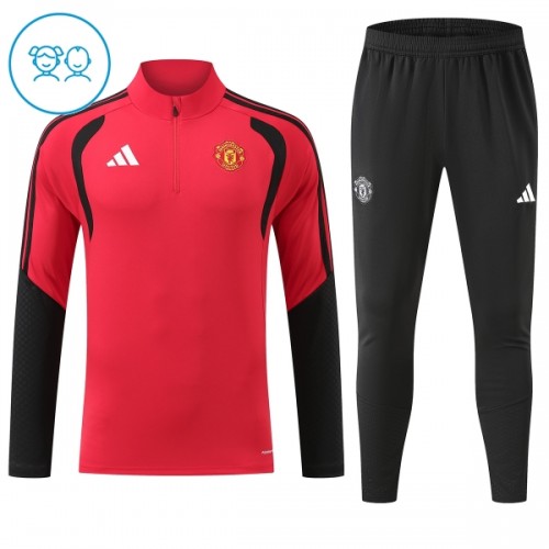 Manchester United Trænings Sweatshirt 2026-27 Kvart-Zip Rød TIL Børn Manchester United Trænings Sweatshirt 2026-27 Kvart-Zip Rød TIL Børn