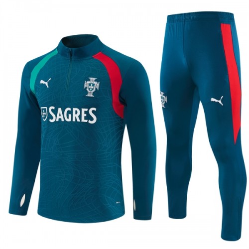 Portugal Trænings Sweatshirt 2026-27 Kvart-Zip Blå Portugal Trænings Sweatshirt 2026-27 Kvart-Zip Blå