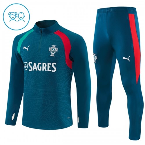 Portugal Trænings Sweatshirt 2026-27 Kvart-Zip Blå TIL Børn Portugal Trænings Sweatshirt 2026-27 Kvart-Zip Blå TIL Børn