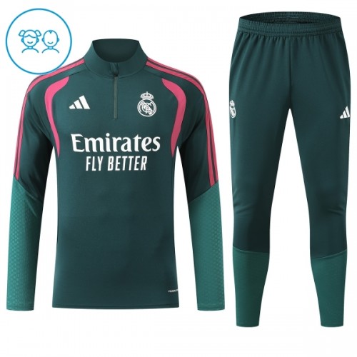 Real Madrid Trænings Sweatshirt 2026-27 Kvart-Zip Grøn TIL Børn Real Madrid Trænings Sweatshirt 2026-27 Kvart-Zip Grøn TIL Børn