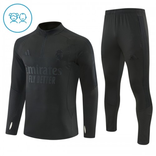 Real Madrid Trænings Sweatshirt 2026-27 Kvart-Zip Sort TIL Børn Real Madrid Trænings Sweatshirt 2026-27 Kvart-Zip Sort TIL Børn