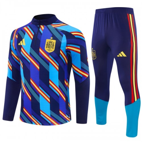 Spanien Trænings Sweatshirt 2026-27 Kvart-Zip Blå Spanien Trænings Sweatshirt 2026-27 Kvart-Zip Blå