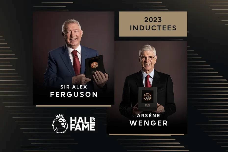 Ferguson og Arsene Wenger i Premier League Hall of Fame, som legenden om Manchester United og Arsenal